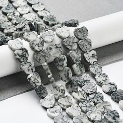 Tree Agate Natural Tree Agate Beads Strands, Heart, 9.5~10x10~10.5x3~4mm, Hole: 0.9mm, about 42pcs/strand, 15.83~15.94 inch(40.2~40.5cm)