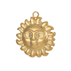 Настоящее золото 14K 304 подвески из нержавеющей стали, очарование солнца, ионное покрытие (ip), долговечный, реальный 14 k позолоченный, 15x15 мм