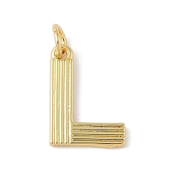 Letter L Латунные подвески, с целью перехода в кольце, письмо амулеты, стойки покрытие, долговечный, без кадмия и без свинца, реальный 18 k позолоченный, Письмо L, 15x11x1.5 мм, отверстие : 3.5 мм