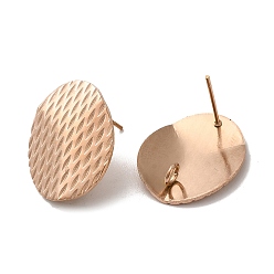 Розовое Золото Ионное покрытие (ip) 304 детали серег из нержавеющей стали, с вертикальной петлей, текстурированный овал, розовое золото , 20x16 мм, отверстие : 2.5 мм, штифты : 0.7 мм