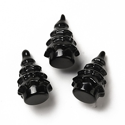 Обсидиан Натуральные обсидианные декорации, рождественская елка, 38.5x24.5 мм