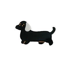 Черный Заколки для волос из ацетата целлюлозы (смолы) для собак из кожи аллигатора, с железным зажимом, заколка для волос без следов челки для женщин и девочек, чёрные, 50x30 мм