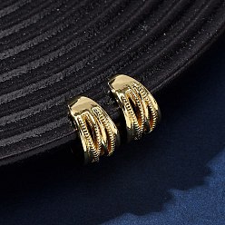 Настоящее золото 18K Латунные многослойные серьги-каффы в форме буквы С, реальный 18 k позолоченный, 12.5x8 мм