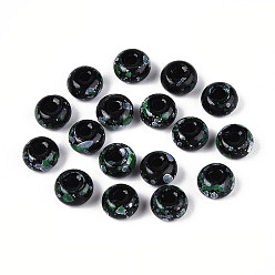 Зеленый 3/0 краски для выпечки стеклянных шариков, круглое отверстие, рондель, зелёные, 5~5.5x3~3.5 мм, отверстие : 1.6~1.8 мм, Около 3750 шт / фунт