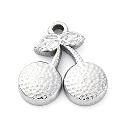 Нержавеющая Сталь Цвет 304 подвески из нержавеющей стали, черри прелести, анти-тускнение, цвет нержавеющей стали, 18x18x3.5 мм, отверстие : 1.8 мм