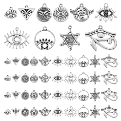 Античное Серебро Ahademaker 110pc 11 стиль сплав подвеска стразы оправы, глаз, античное серебро, 11~25.5x12~25.5x1.5~2.5 мм, отверстие : 1.4~2 мм, пригодный для стразов 1~1.8 мм