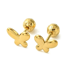 Золотой Ионное покрытие (ip) 304 серьги из нержавеющей стали, бабочка, золотые, 7.5x9.5 мм