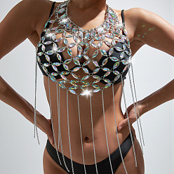 Разноцветный Акриловая каплевидная сплавная цепь с кисточками на грудь цепи для пляжной вечеринки, платина, красочный, 720 мм