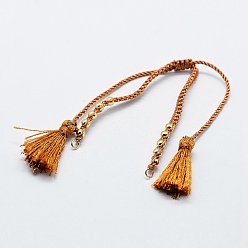 (932FM) Темно-синий аква-матовый с подкладкой Плетеные шнур нейлона для поделок браслет решений, с 304 фурнитурой из нержавеющей стали, темно-золотистые, 6 дюйм ~ 6-3/4 дюйм (150~170 мм) x 1~5x1~2 мм