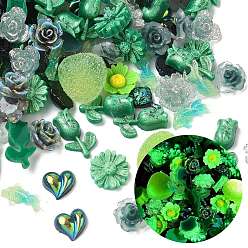 Морско-зеленый Кабошоны из светящейся непрозрачной смолы, разнообразные, цвета морской волны, 6~18.5x5.5~18.5x2~10 мм, о 3000 шт / комплект