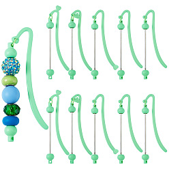 Бледно-Зеленый Пластиковые закладки, Закладка с крючком из бисера, бледно-зеленый, 90.5x14x1.5 мм
