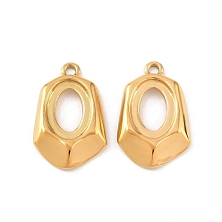 Настоящее золото 18K 304 подвески из нержавеющей стали, овальные амулеты, ионное покрытие (ip), реальный 18 k позолоченный, 26x17x3 мм, отверстие : 2 мм