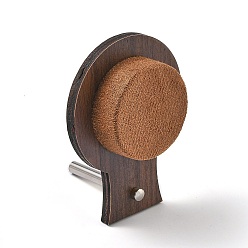 Верблюжий Настольная деревянная подставка для браслетов с бархатным ковриком и железной опорой., Подставка для браслетов, круглые, верблюжие, 6.5x7.4x9.5 см