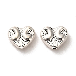 Argent Antique Perles en alliage de style tibétain, sans cadmium et sans plomb, cœur, argent antique, 7x9x4mm, Trou: 1.6mm, environ1162 pcs / 1000 g