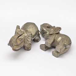Pyrite Elephant Natural Pyrite Display Decorations, Dark Khaki, 53x25x37mm