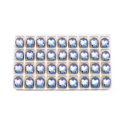 Сапфир Aurora(jm) пришиваем горный хрусталь, граненый стеклянный горный хрусталь, многожильных ссылки, с латунной оправой золотистого цвета, овальные, сапфир, 14x10x7 мм, отверстие : 1 мм