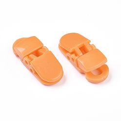 Dark Orange Eco-Friendly Opaque Solid Colour Plastic Baby Pacifier Holder Clip, Dark Orange, 32x12.5x9mm, Hole: 6.5x4.5mm