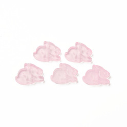 Pearl Pink Transparent Glass Beads, Rabbit, Pearl Pink, 14.5x19x3.5mm, Hole: 1mm