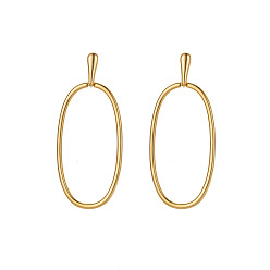 Настоящее золото 14K 304 из нержавеющей стали серьги, овальные, ионное покрытие (ip), реальный 14 k позолоченный, 58x25 мм