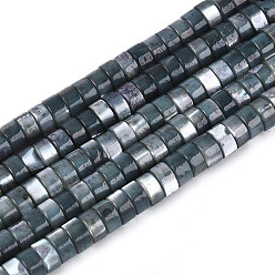 Темно-Серый Натуральные бусины из ракушек трохуса, окрашенные, Плоский круглый / диск, Heishi бусы, темно-серый, 4x2 мм, отверстие : 0.8 мм, около 154~160 шт / нитка, 14.96~15.75 дюйм (38~40 см)