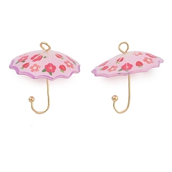 Бледно-Розовый Акриловые подвески, зонтик, с латунной найти, розовый жемчуг, 21.5x22 мм, отверстие : 2 мм