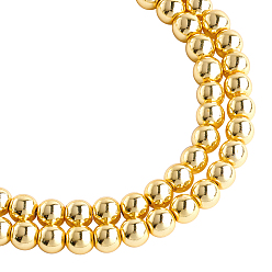 Golden Plated 2 Strand Electroplate Non-magnetic Synthetic Hematite Beads Strands, Beads Strands, Round, Golden Plated, 8mm, Hole: 1mm, about 52pcs/strand, 15.7 inch