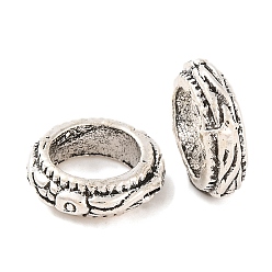 Античное Серебро Сплавочные овальные бусины тибетского стиля , бусины с большим отверстием, кольцо, античное серебро, 11x4 мм, отверстие : 7 мм