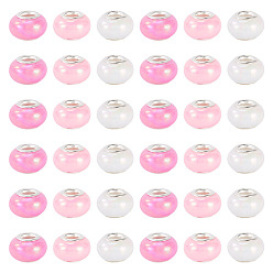 (52) Непрозрачная лаванда 150европейские бусины из непрозрачной смолы, бусины с большим отверстием, рондель с латунными сердечниками, покрытыми серебром, разноцветные, 13.5x8.5 мм, отверстие : 4.5 мм