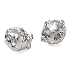 Stainless Steel Color 304 Stainless Steel Beads, Fish, Stainless Steel Color, 5x6x6mm, Hole: 1.4mm
