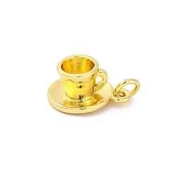 Настоящее золото 18K Латунные подвески, чашка прелести, стойки покрытие, прочное покрытие, без кадмия и без свинца, с прыжком, реальный 18 k позолоченный, 15x12x7 мм, отверстие : 3 мм