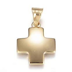 Золотой 304 подвески из нержавеющей стали, крестик, золотые, 25x21x3 мм, отверстие : 8x5 мм