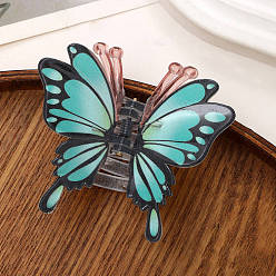 Бледно-бирюзовый Заколки для волос с когтями из смолы, аксессуары для волос для женщин и девочек, бабочка, бледные бирюзовая, 75x70 мм