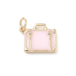 Rectangle 304 из нержавеющей стали шармы эмали, с целью перехода в кольце, без кадмия, без никеля и без свинца, золотые, чемодан, 12x14.5x2.5 мм, отверстие : 3.5 мм