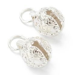 Посеребрённый Латунные подвески, колокол, 925 серебро покрытием, 16x12x12 мм, отверстие : 6 мм