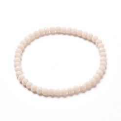 Кремово-белый Детский браслет-стрейч из граненых стеклянных бусин рондель, браслет из непрозрачного сплошного стекла, кремово-белые, 4x3.5 мм, внутренний диаметр: 1-7/8 дюйм (4.8 см)