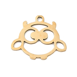 Настоящее золото 18K 201 подвески из нержавеющей стали, сова прелести, реальный 18 k позолоченный, 13.5x16x1 мм, отверстие : 1.4 мм