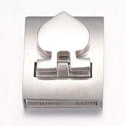 Stainless Steel Color Tarnish Resistant 304 Stainless Steel Magnetic Clasps, Rectangle with Heart, Stainless Steel Color, 24.5x21x8.5mm, Hole: 2.3x18mm
