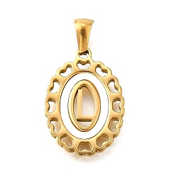 Letter L Золотые подвески 304 из нержавеющей стали, с оболочкой, полый овал с сердцем, Письмо L, 23x16.5x2 мм, отверстие : 5.5x3 мм