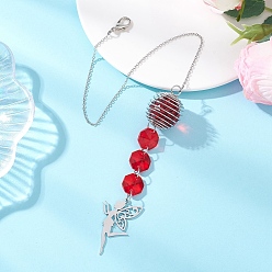 Красный Стеклянные круглые и восьмиугольные бусины подвесные ловцы солнца, подвески-эльфы из нержавеющей стали для декора на открытом воздухе и в саду, красные, 360 мм