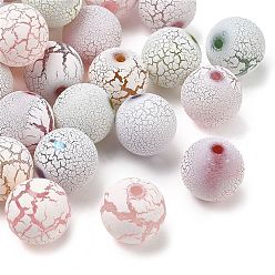 Mixed Color Spray Painted Acrylic Beads, Frosted Crackle Beads, Round, Mixed Color, 15.5mm, Hole: 3mm, about 243pcs/500g