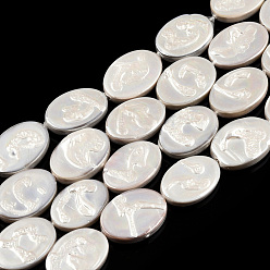 Freshwater Shell Plating Natural Freshwater Shell Beads Strands, Imitate Baroque Pearl Keshi Pearl Beads, Oval, 18~20x12.5~14x3~4mm, Hole: 0.6mm, about 20~21pcs/strand, 15.55 inch~15.94 inch(39.5~40.5cm)