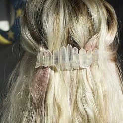 Clear Natural Quartz Crystal Hair Barrettes, Clear, 80x120x45mm