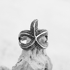 Морская звезда Регулируемые кольца-манжеты из ретро-сплава для мужчин, морская звезда, регулируемый