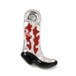 Platinum 304 Stainless Steel Pendants, with Enamel, Cowboy Boots Charms, Platinum, 21.5x13x5mm, Hole: 2mm