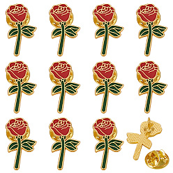 Красный 12 шт. розовая эмалевая булавка, изысканные булавки из сплава для рюкзака с лацканами, красные, 25.5x15 мм