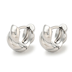 Платинированный Латунные серьги обруча, Реальная платина, 12x6 мм