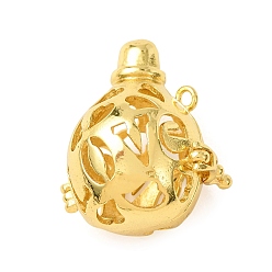 Golden Brass Cage Pendants, Round with Heart & Word Love Charms, Rack Plating, Golden, 29x23x19mm, Hole: 2mm