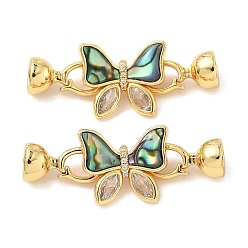 Настоящее золото 18K Бабочка латунная микропаве прозрачный кубический цирконий складные застежки, без кадмия, без никеля и без свинца, с естественной оболочкой paua, реальный 18 k позолоченный, 38 мм