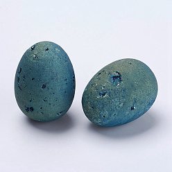 Зеленое Покрытие Галька естественный druzy geode кварцевые бусины, Украшения для дома из драгоценных камней, нет отверстий / незавершенного, яичный камень, зеленый покрытием, 41x29 мм