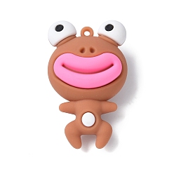 Перу Пластиковые подвески из пвх, лягушка с красной губой, Перу, 52.5x32x21 мм, отверстие : 2 мм